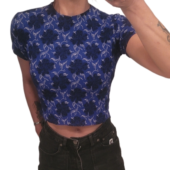 ETIENNE DE PARIS Vintage Floral Wool CropTop Made in France - Picture 4 of 9